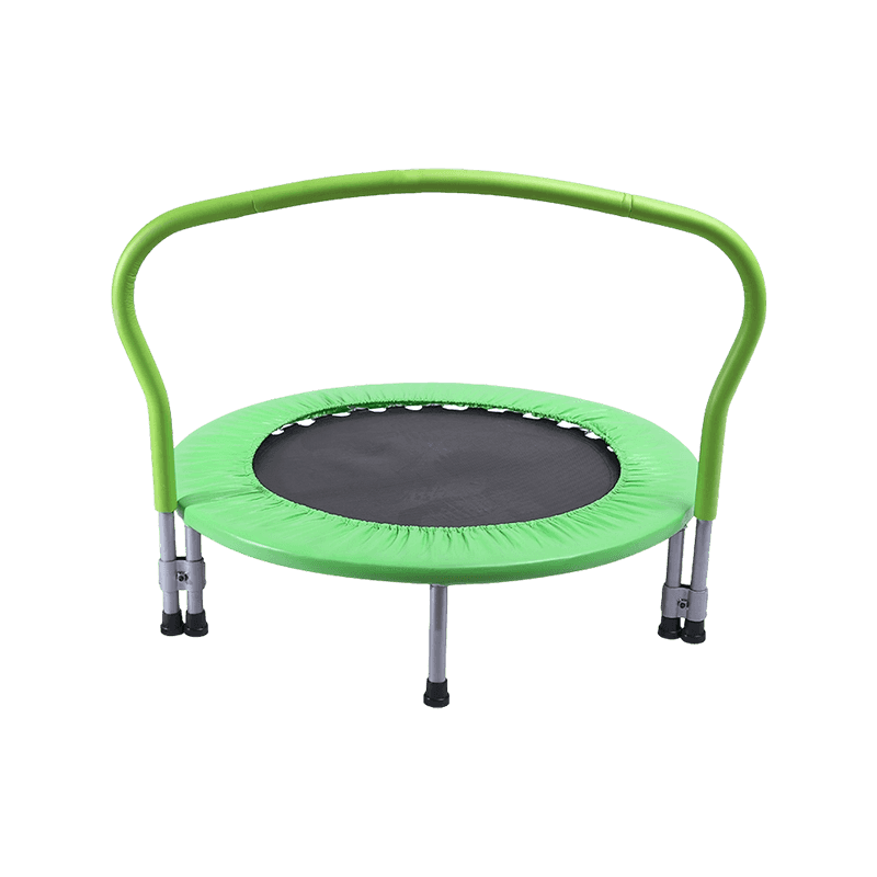 FT Grünes Mini-Rund-Rebounder-Trampolin mit gebogenem Griff für Kleinkinder und Kinder, maximale Gewichtskapazität 220 Pfund